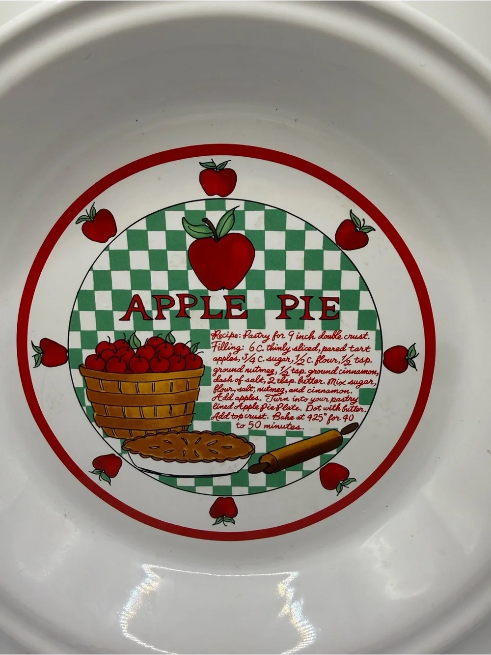 Vintage Apple Pie Pan Recipe Plate Cottage Core Granny Fall Decor